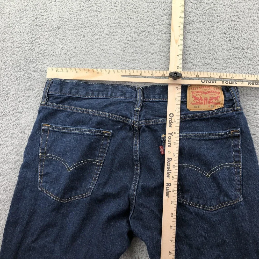 Levis 514 Jeans Mens 36x32 Blue Dark Wash Regular Straight Denim Pants Casual